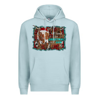 Blue Mist all i want for christmas is a cow longhorn Premium Hoodie - RanaPortraitStore