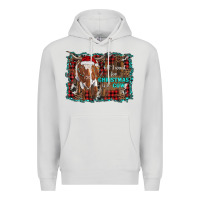 Dove Grey all i want for christmas is a cow longhorn Premium Hoodie - RanaPortraitStore