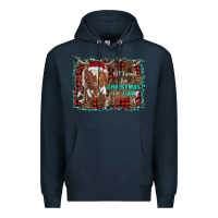 Navy all i want for christmas is a cow longhorn Premium Hoodie - RanaPortraitStore