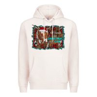 Pale Pink all i want for christmas is a cow longhorn Premium Hoodie - RanaPortraitStore