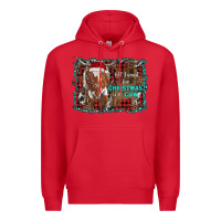 Red all i want for christmas is a cow longhorn Premium Hoodie - RanaPortraitStore