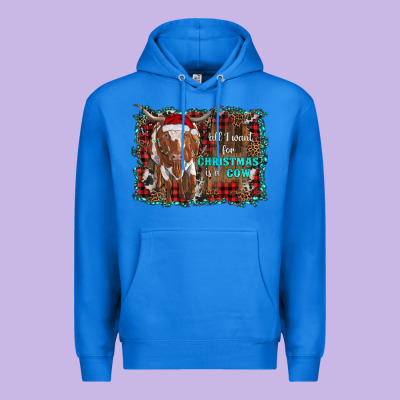All I Want For Christmas Is A Cow Longhorn Premium Hoodie Designed By Ranaportraitstore