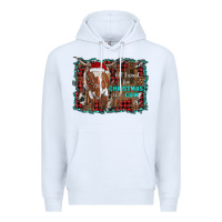 White all i want for christmas is a cow longhorn Premium Hoodie - RanaPortraitStore