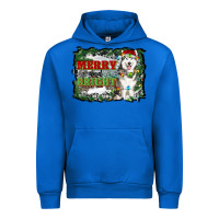 Cobalt merry and bright husky farm  background Urban Hoodie - RanaPortraitStore
