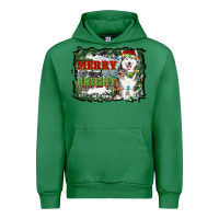 Emerald merry and bright husky farm  background Urban Hoodie - RanaPortraitStore