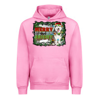 Fuchsia Pink merry and bright husky farm  background Urban Hoodie - RanaPortraitStore