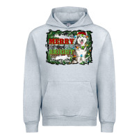 Heather Grey merry and bright husky farm  background Urban Hoodie - RanaPortraitStore