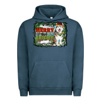 Pigment Midnight Navy merry and bright husky farm  background Urban Hoodie - RanaPortraitStore