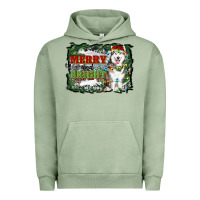 Pigment Oil Green merry and bright husky farm  background Urban Hoodie - RanaPortraitStore