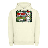 Pigment Pistachio merry and bright husky farm  background Urban Hoodie - RanaPortraitStore