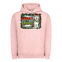 Pigment Salmon merry and bright husky farm  background Urban Hoodie - RanaPortraitStore