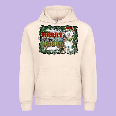 Merry And Bright Husky Farm  Background Urban Hoodie Designed By Ranaportraitstore
