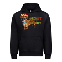 Black merry and bright dachshund Urban Hoodie - RanaPortraitStore