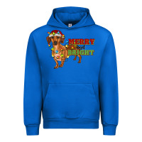 Cobalt merry and bright dachshund Urban Hoodie - RanaPortraitStore