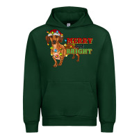 Forest Green merry and bright dachshund Urban Hoodie - RanaPortraitStore