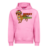 Fuchsia Pink merry and bright dachshund Urban Hoodie - RanaPortraitStore