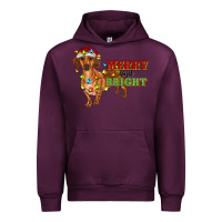 Mauve Wine merry and bright dachshund Urban Hoodie - RanaPortraitStore