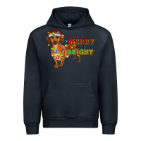 Navy merry and bright dachshund Urban Hoodie - RanaPortraitStore