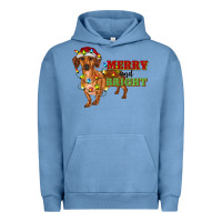 Pigment Pebble Blue merry and bright dachshund Urban Hoodie - RanaPortraitStore
