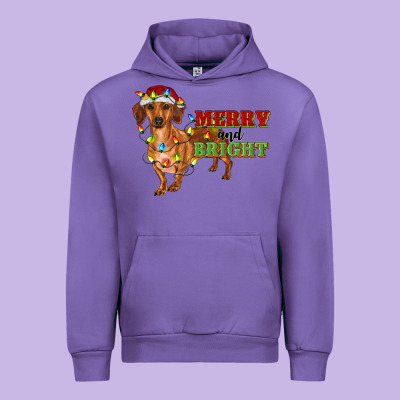 Merry And Bright Dachshund Urban Hoodie Designed By Ranaportraitstore