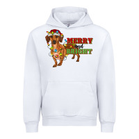 White merry and bright dachshund Urban Hoodie - RanaPortraitStore