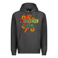 Charcoal Heather firefighter wife with lightning bolt Premium Hoodie - Zillion Design Studio