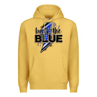 Antique Gold back the blue with lightning bolt Premium Hoodie - Zillion Design Studio