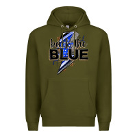 Army Green back the blue with lightning bolt Premium Hoodie - Zillion Design Studio