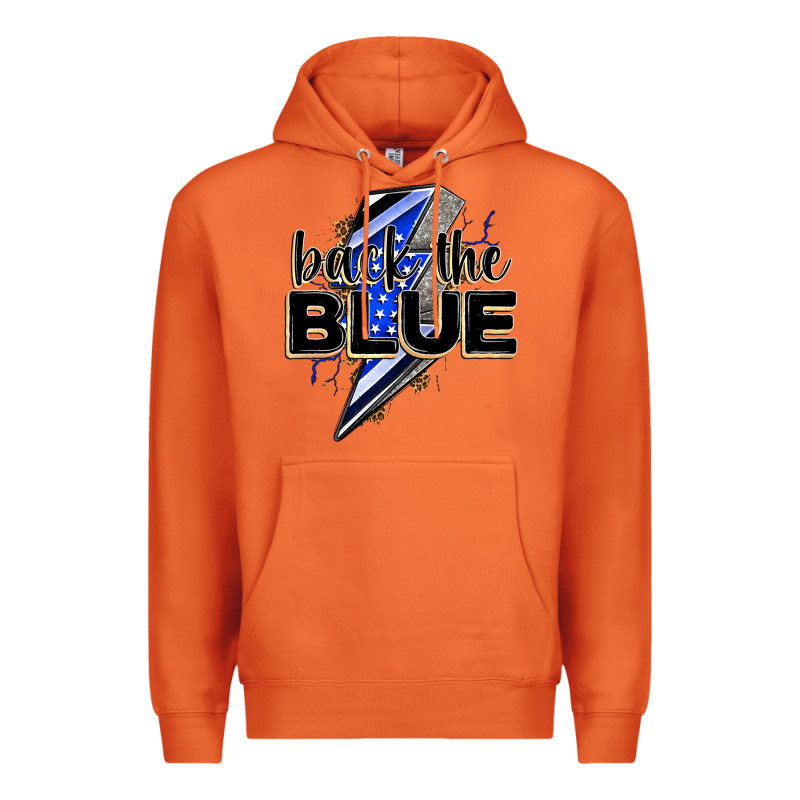 Back The Blue With Lightning Bolt Premium Hoodie by Zillion Design Studio | Teevron