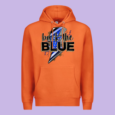 Back The Blue With Lightning Bolt Premium Hoodie Designed By Zillion Design Studio