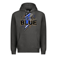 Charcoal Heather back the blue with lightning bolt Premium Hoodie - Zillion Design Studio