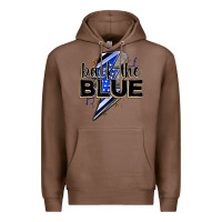 Chestnut back the blue with lightning bolt Premium Hoodie - Zillion Design Studio
