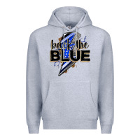 Heather Grey back the blue with lightning bolt Premium Hoodie - Zillion Design Studio
