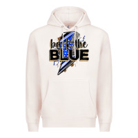 Pale Pink back the blue with lightning bolt Premium Hoodie - Zillion Design Studio