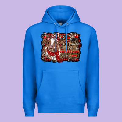 All I Want For Christmas Is A Cow Cowhide Premium Hoodie Designed By Ranaportraitstore