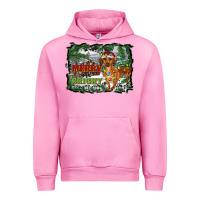 Fuchsia Pink merry and bright  dachshund with farm Urban Hoodie - RanaPortraitStore