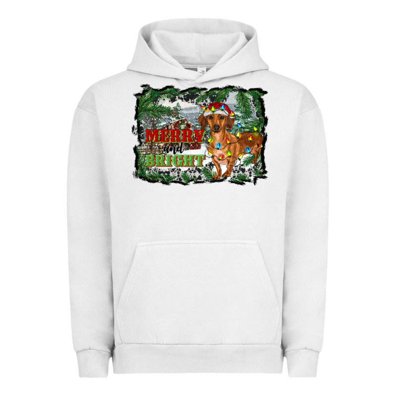 Merry And Bright  Dachshund With Farm Urban Hoodie by RanaPortraitStore | Teevron
