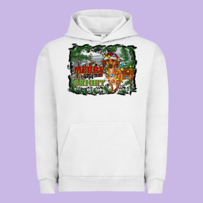 Merry And Bright  Dachshund With Farm Urban Hoodie Designed By Ranaportraitstore