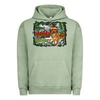 Pigment Oil Green merry and bright  dachshund with farm Urban Hoodie - RanaPortraitStore