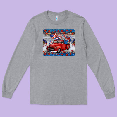 American Truck 4th Of July Mousepad Long Sleeve Tee Designed By Barkaloodesign