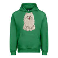 Emerald white pomeranian Urban Hoodie - RanaPortraitStore