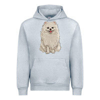 Heather Grey white pomeranian Urban Hoodie - RanaPortraitStore