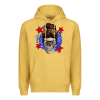 Antique Gold American mom skull Premium Hoodie - Zillion Design Studio