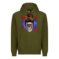 Army Green American mom skull Premium Hoodie - Zillion Design Studio