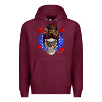 Burgundy American mom skull Premium Hoodie - Zillion Design Studio
