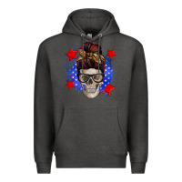 Charcoal Heather American mom skull Premium Hoodie - Zillion Design Studio