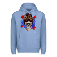 Colony Blue American mom skull Premium Hoodie - Zillion Design Studio