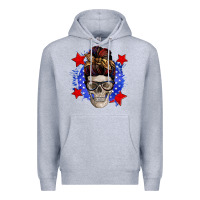 Heather Grey American mom skull Premium Hoodie - Zillion Design Studio