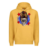 Mustard American mom skull Premium Hoodie - Zillion Design Studio