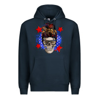 Navy American mom skull Premium Hoodie - Zillion Design Studio